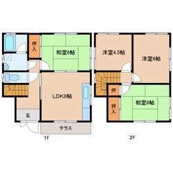 西ノ京駅 徒歩25分 1-2階の物件間取画像